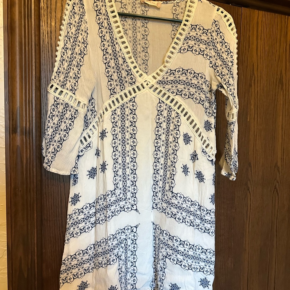 Altar'd State White and Blue Floral Dress
